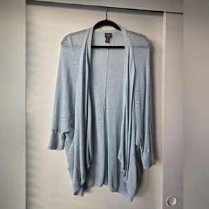 Chicos Travelers Light Blue, Slight Metallic Open-Front Cardigan-Size 3/ X Large